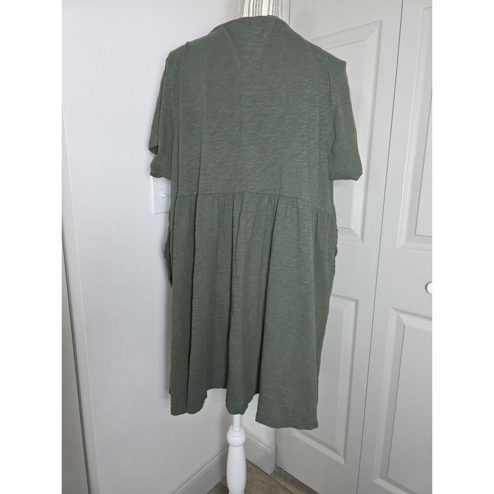 Torrid Sleep Sz 1 Green Short Sleeve Button Down Sleep Dress Pockets 100% Cotton - Picture 5 of 9